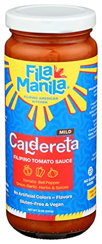 Fila Manila Caldereta – Filipino Tomato Simmer Sauce & Marinade – Ripe Tomato, Bell Peppers, Onion, & Garlic, 12 Oz Jar, No Sugar Added, No Msg Added, Vegan, Gluten Free, Dairy Free, As Seen On Tiktok #TOP5