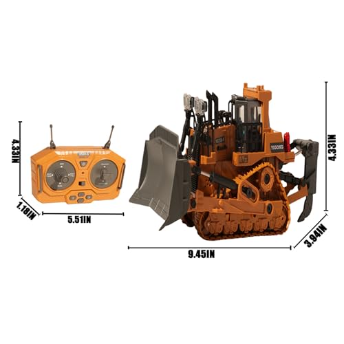 Image of 9-Channel RC Bulldozer with Lights and Sound,Construction Remote Control Bulldozer,Heavy Equipment Vehicles Dozer Toys for Adults Kids Boys Ages 3-12+ Christmas Birthday Gift 2026