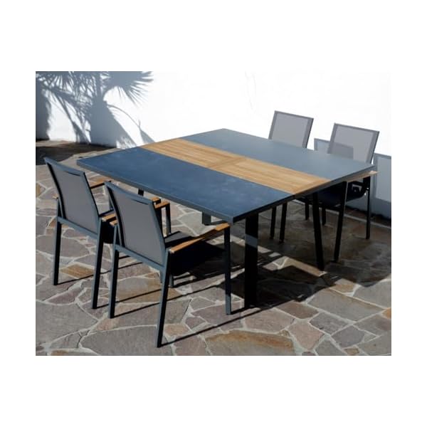 ALEOS Trinidad Gartengarnitur Aluminium Teak Anthrazit