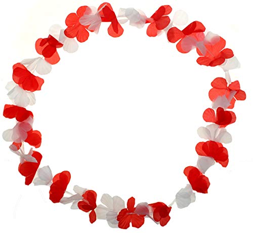 1 collier de fleurs hawaïennes rouge/blanc 96 cm