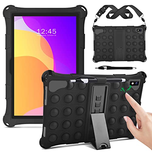 DETUOSI Silicone Case for VASTKING KingPad K10 Pro Tablet, with Stylus Pen and Shoulder Strap, Soft Multi-Angle Protective Cover for Byybuo 10.1 inch Tablet with Pen Holder, Black by DETUOSI - Used condition - US$8.62