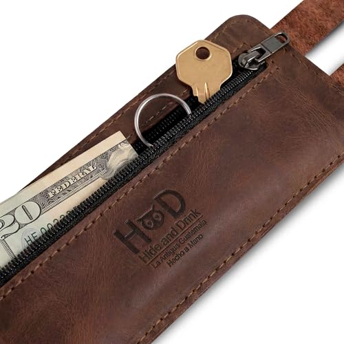 Image of Hide & Drink, Stylish Wrist Wallet Cuff, Wristband with Secret Pouch, Cash Holder, Money Organizer, Full Grain Leather, Handmade, Bourbon Brown