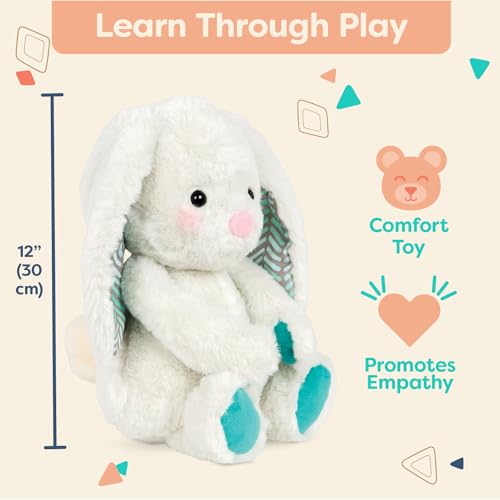 Image of B. toys Happyhues Peppy-Mint Bunny Stuffed Animal, Washable, Ice Grey Bunny