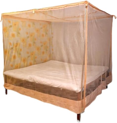 Image of Multicolor Soft Cotton Mosquito net Double Bed King Size | Pure Cotton Mosquito net (Cream, 6x7)