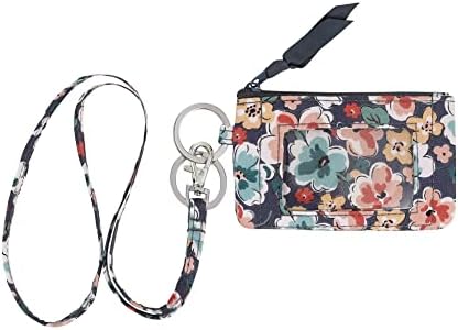 Lanyard Wallet for Women Zip id case with Lanyard id Holder (10）