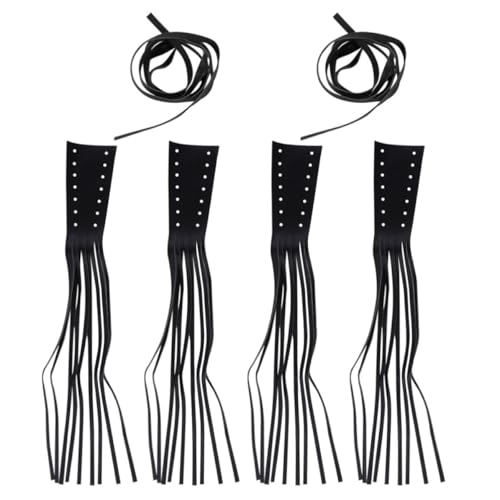 Fundas de agarre para motocicleta POPETPOP con borlas negras de cuero PU para manillar