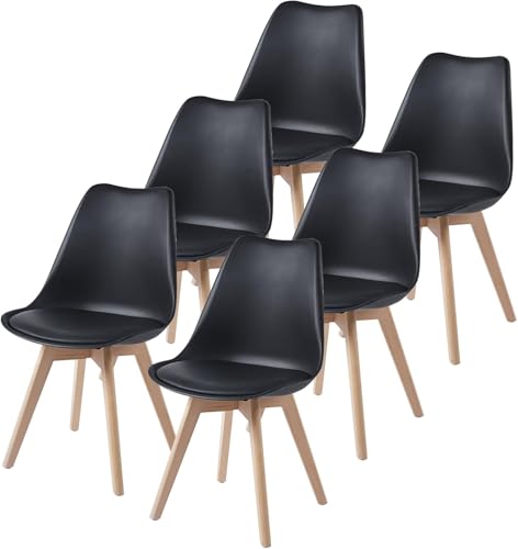 TEENO Chaise Salle a Manger, Chaises de Cuisine Lot de 6, Chaise Noire, Chaise de Bureau, Chaises...