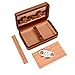 HumidiCup 4 ct Cigar Case Travel Brown Genuine Leather Humidor CD01Y, Cedar Wood Tray & Cedar Wood Lined with a Humidifier and Stainless Cutter, Portable Light Weight Cigar Box Gift