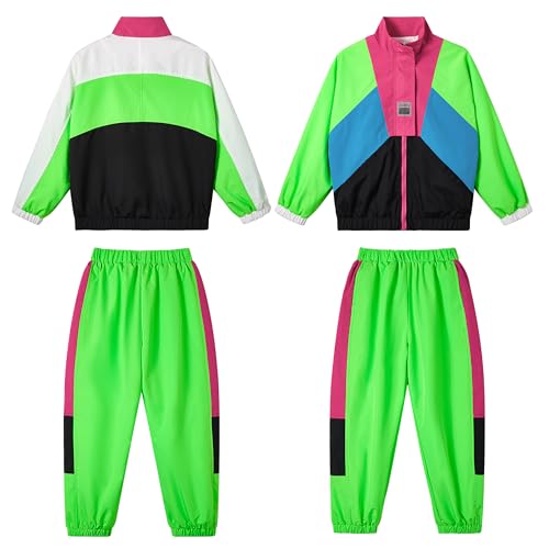 Image of LOLANTA Boys' Girls' Color Block Jacket Track Pants Sets Hip Hop Dance Patchwork Clothes Unisex Streetwear