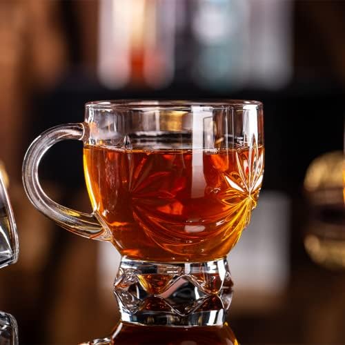 Image of ANKUL Premium Glass Coffee Mug Tea Cups Set of 2-150 ML, Transparent, Glass Cups Set for Coffee, Green Tea, Herbal Tea, Lemon Tea, Milk Cup, Hot /Cold Drinks Cups (Flower, 2)