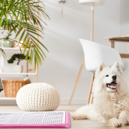 Image of Mifoci Dog Pee Pad Holder Potty Tray Portable Dog Litter Box Toilet Training for Indoor Outdoor Small Medium Large Pet Puppy(Pink,25.59 x 18.9 Inches,1 Pcs)