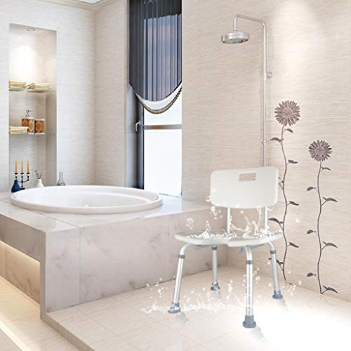 Tabouret de douche antidérapant réglable avec dossier et assise légère