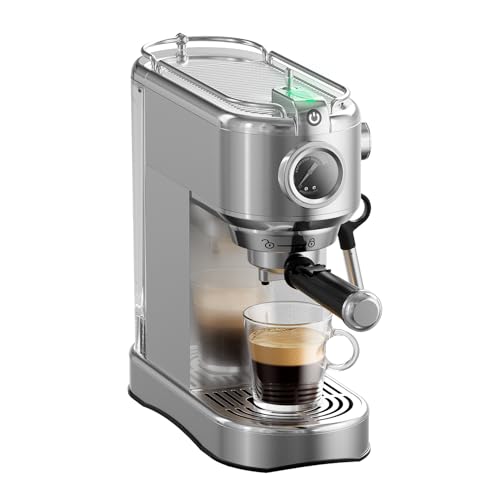 JZ.CAFE Espresso Machine - 20 Bar Espresso Maker with Milk Frother Steam Wand, Coffee Maker for Latte & Cappuccino, 1450W Semi-Automatic Coffee Machine with 34oz Removable Water Tank, Compact Kitchen