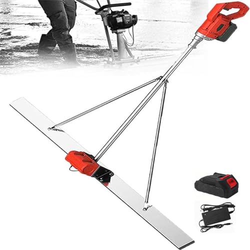 RayGenius Kit Vibratorio para Solado De HormigóN De 2 M, Herramienta Vibratoria para Acabado De HormigóN con Placa De Acero Inoxidable De 6 Pies Y BateríA De 2×6000ma,1.5M-1Xbattery