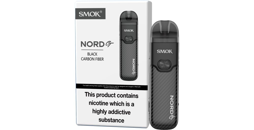 SMOKNord GT Pod Vape Kit, 2500mAh Battery, 5-80W Output, Utilize RPM 3 Coils, Adjustable Wattage, USB-C, 2ml Refillable Pod, Ideal for DTL Vaping, No Nicotine (Black Carbon Fiber)