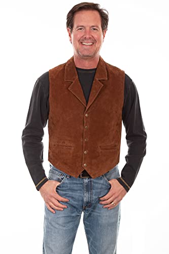 Scully Men's Leatherwear Southwestern Knit Back Suede Vest - 1045-81-Cin