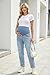 OUGES Women's Maternity Jeans Pants Ripped Denim Cotton Blend Adjustable Waistband Over Belly Slim Stretchy Casual Daily Wear Work Pants Mom Jeans Pregnancy Clothes with Pockets 2026(Light Blue,L)