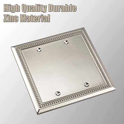 Image of Henne Bery Sunken Pearls Heavy Duty Decorative Wall Plate Switch Plate Outlet Cover (Double Blank, Satin Nickel)