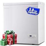 DEMULLER Chest Freezer with Electronic Panel, Accurate Temperature Display to 1 ℉ and Easy to Use 5.0 Cu.ft Deep Freezing with 2 Removable Baskets White