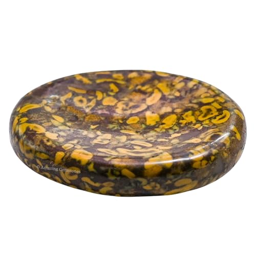 Image of Amazing Gemstone Fruit Jasper Worry Stone Crystals and Healing Stones - Stress Relief Gifts - Piedra Crystal Fidget for Meditation, Relaxation - Unique Stocking Stuffers Birthday Gifts for Women, Men
