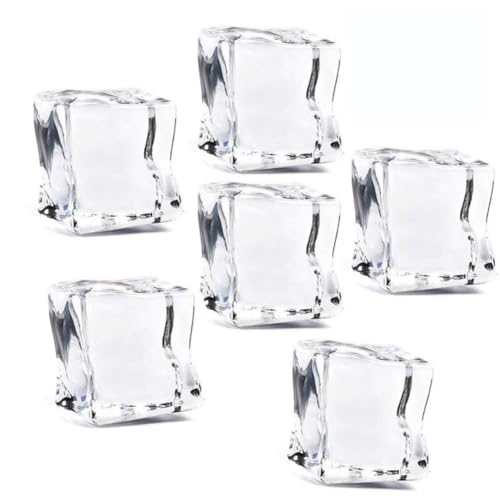 Image of WESIEVYA 80pcs Artificial Ice Cubes in Cube Shape Made of Synthetic Resin, Highly with Slightly Irregular Shape, for Food Showcase Display and Showers Decoration