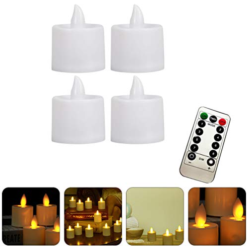 Solustre 4Pcs Electric Candle Light Flickering Flameless Candles Led Tealighths Decorative Smokeless Candle For Christmas Wedding Tganksgiving Party (Beige Without Battery) #TOP3