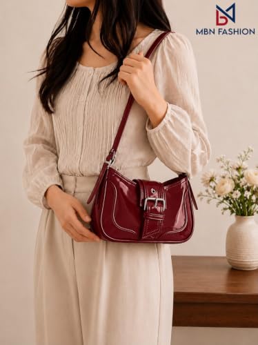 Generic red leather handbag – image 2