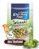 Khao Shong – Geröstete Edamame mit Wasabi – Würzige Sojabohnenkerne ohne Teigmantel geröstet - Snacks, Nüsse & Erdnüsse aus Thailand – 1 x 120g