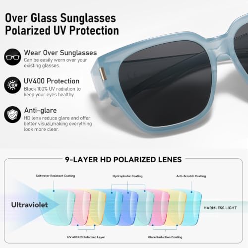 Image of HAOLOTA Polarized Fit Over Glasses Sunglasses for Women UV Protection