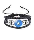 vmcoatdu Somalia National Flags Bangle Retro Alloy Leather Bracelet for National Flag Braided Rope Bracelet Bangle (Somalia)