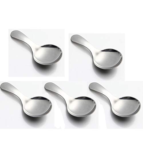 YISHIYI 5 PCS10 PCS Stainless Steel Serving Spoons with Short Handle for Ice Cream Salt Tea Coffee Baby Spoons silver 5 pcs