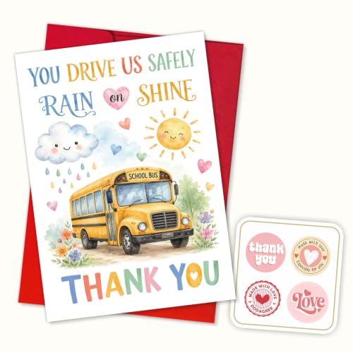 Carte de remerciement chauffeur de bus scolaire et personnel transport fin d'année