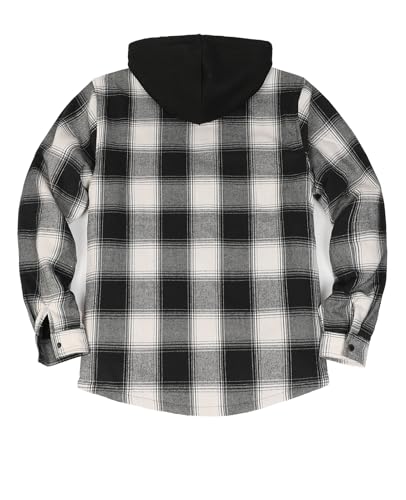 Image of ZENTHACE Men's Sherpa Lined Full Zip Hooded Plaid Shirt Jacket