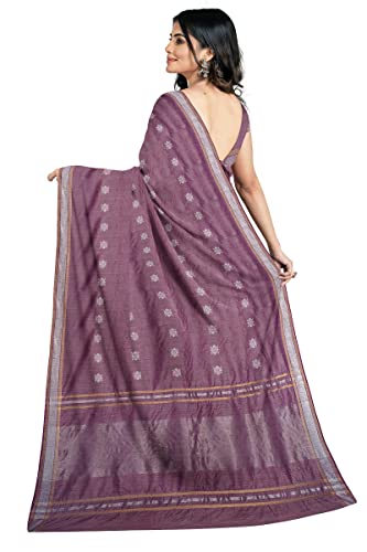 Image of Pothys Women's Lavender Linen Cotton Saree With Blouse Piece (A2964 Lavender)