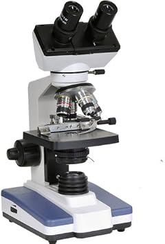AmScope B120C-WM-PS25 2500X LED Lab Binocular Compound Microscope + Book