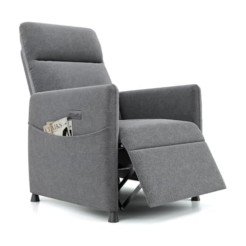 Claiks Electric Recliner Chair, Adjustable Reclining Sofa Chair for Adults Grey Velvet Home Theater Seating Recliners Lounge with Padded Seat and Footrest for Living Room Bedroom Small Space Cover