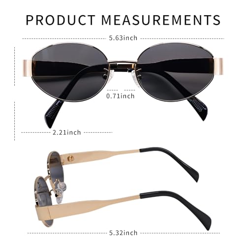 Retro Oval Sunglasses for Women Men Trendy Polarized Sun Glasses Vintage Classic Shades Metal Frame Sunnies4