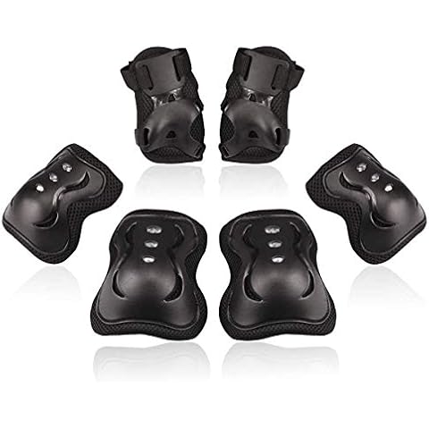 BOSONER Kids/Youth Knee Pad Elbow Pads Guards Protective Gear Set for Roller Skates Cycling BMX Bike Skateboard Inline Skatings Scooter Riding Sports (Black, Medium(9-15 years)) Cover