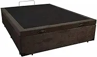 Cama Box Baú Casal Suede Marrom Com Pistão