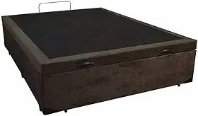 Cama Box Baú Casal Suede Marrom Com Pistão