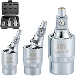 CONQUER Magnetic 2-Stage Universal Joint Socket Extension Set – 1/4