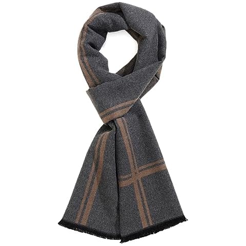 TAMOUKOC Men's Cashmere Feel Plaid Scarf Cover