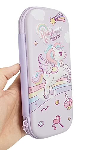 Image of Crackles rackles Premium Stylish Unicorn Print Hardtop EVA Pencil Case Pouch School Kids, Girls and Boys (Multiple olors and Designs) Pack of 1