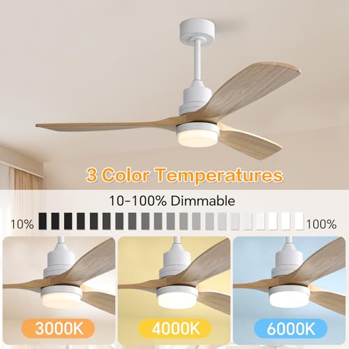 Image of Sofucor Smart Ceiling Fan, 52 inch Low Profile Ceiling Fans with Lights and Remote, Compatible with Alexa /Google /App, 3-Color Light 6-Speed DC Motor Reversible Timer for Bedroom Living Room Patio Outdoor