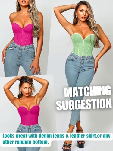 Image of ChiaoLezhee Heart Corset Top For Women, Sexy Concert Outfits Going Out, Strapless Crop Top, Overbust Bustier