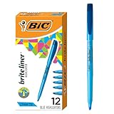 BIC Brite Liner Highlighter, Chisel Tip, Fluorescent Blue Ink, 12 per Pack (BL11-BE)