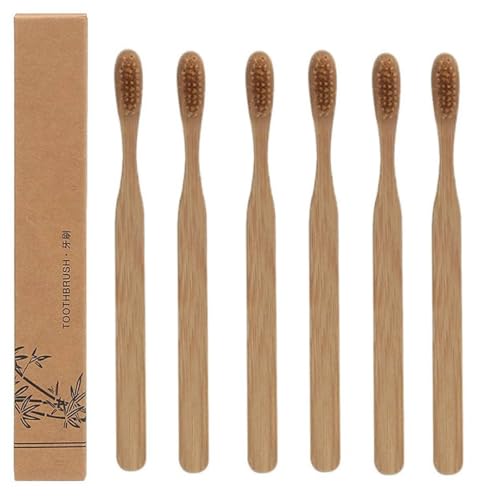 6pcs Boar Bristle Toothbrush, Disposable Soft Bristle Bamboo