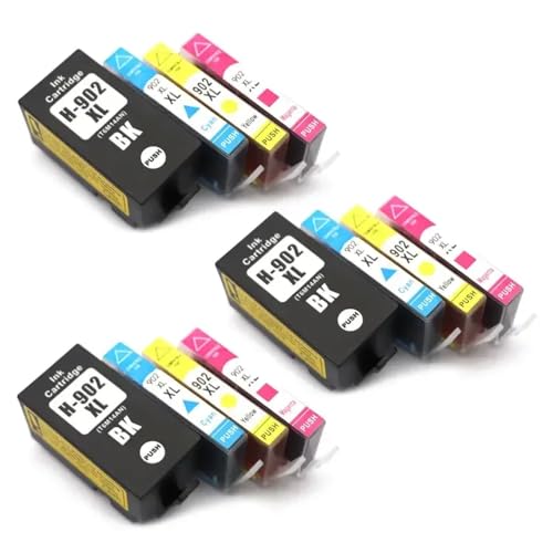 Cartouche d'encre 902XL 906XL compatible Officejet 6954 6960 (Lot de 12)