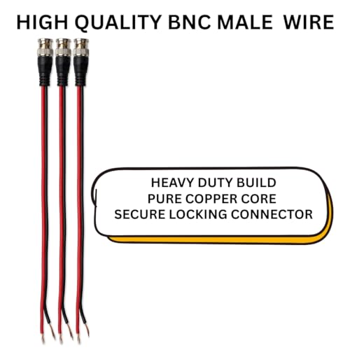 Image of WIRESLAB (Pack of 10) BNC Copper Wire Connector, Cable Barrel Jack for CCTV Camera, DVR, VCR, Surveillance System, Red and Black