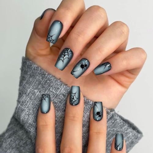 JMEOWIO Gel Nail Stickers Halloween Gradient Semi Cured Gel Nail Strips Wraps UV/LED Nails Art Design Decoration Accessories